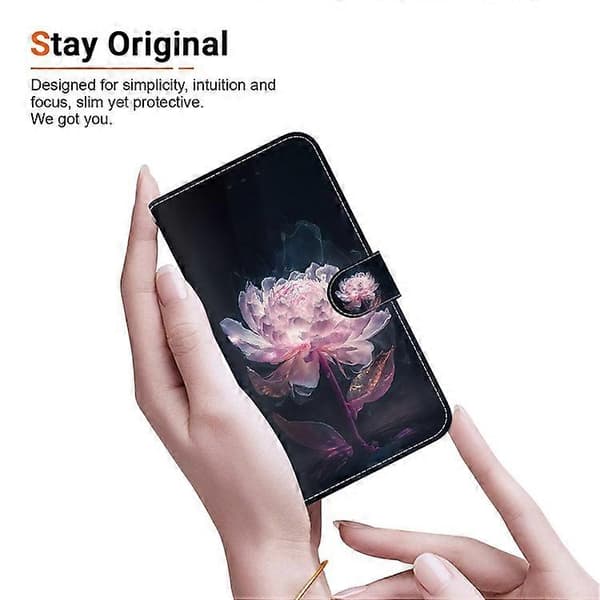 Kompatibel med iPhone 16 Plus Plånboksfodral Mönstertryck Läder Telefonfodral Lila