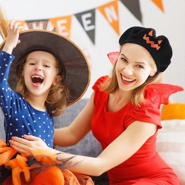 Halloween festhat sort uldstof til dekoration 1 stk A
