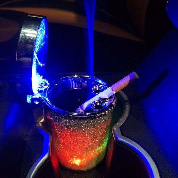 Auto-Aschenbecher med LED-Licht Zigaretten-Aschenbecher Behälter