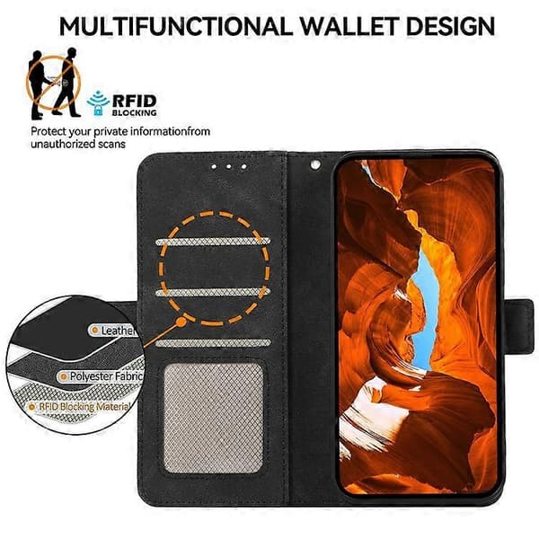 ABEEL Kompatibel med iPhone 13 Pro Läderfodral Sidomagnetlås RFID Plånboksfodral A