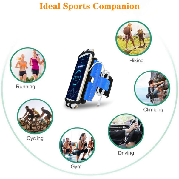 180 graders roterande sportmobiltelefon handledsband för män och