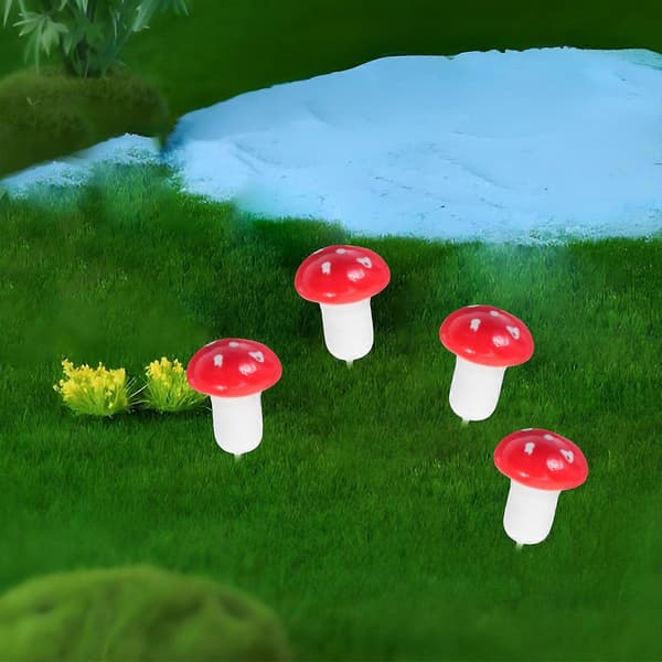 10 stk. mini svampe til havepynt, urtepotter, bonsai, mikrolandskabsdekoration (rød)