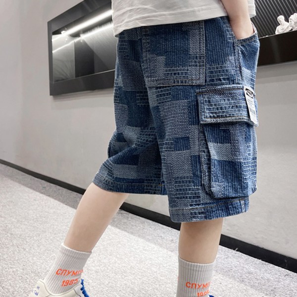 Toddler Baby Boys Jeansshorts med elastisk midja, Toddler Baby Casu