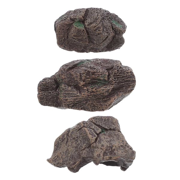 3 stk. miniature stenrocksæt - realistiske simulationsstenstatuer til zenhave, terrarium, akvarium, fehave tilbehør A