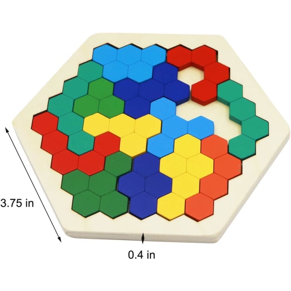 2-pack ryska blockpussel i trä + Hexagonpussel för barn