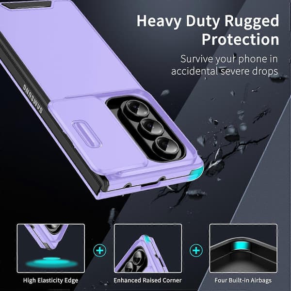Skjutbart Camshield TPU + PC-telefonfodral Lila för Samsung Galaxy Z Fold7