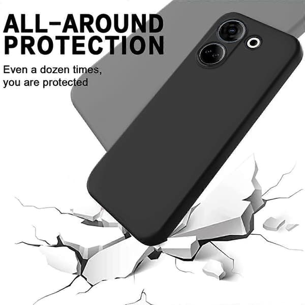Ren farve flydende silikone stødsikkert telefoncover sort til Tecno Camon 20 4G