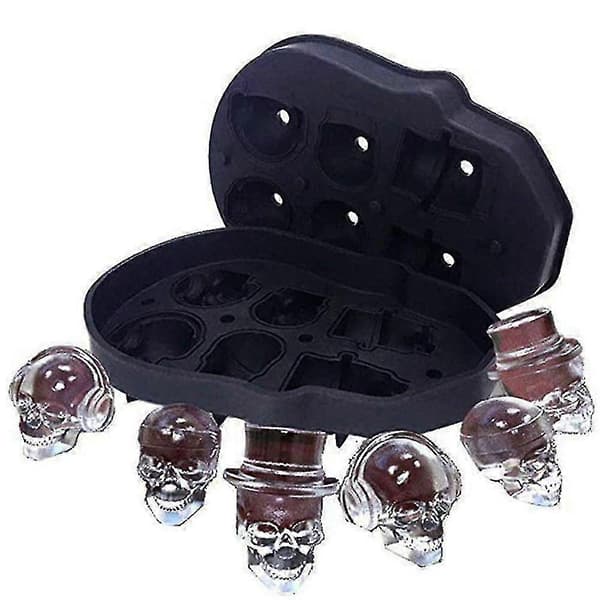 3d Skull Ice Cube Tray With Lid, Silicone Ice Cube Moulds Maker,fre... 2025 A