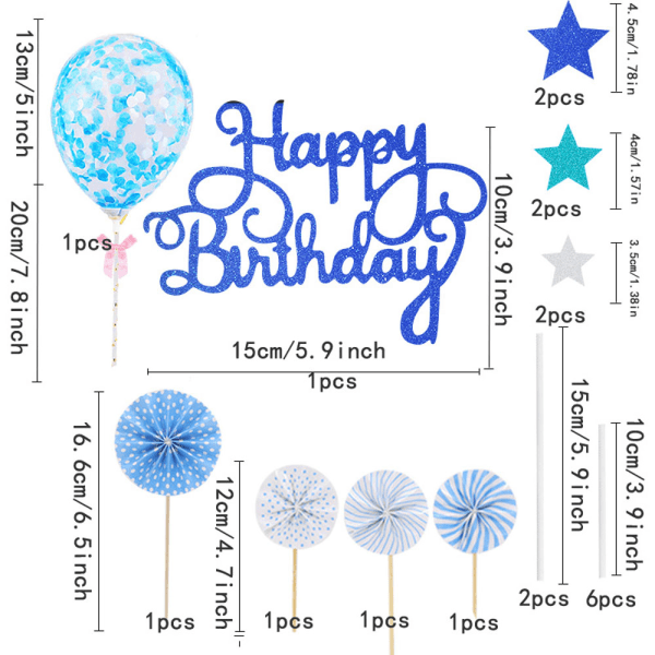 Grattis på födelsedagen Cake Toppers, Stars Cake Toppers Confetti