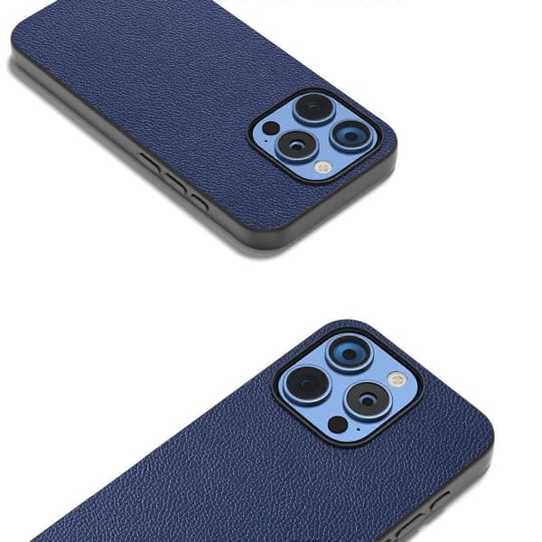 ABEEL For iPhone 16 Pro-deksel Litchi-tekstur Ekte kuskinn+PC-telefondeksel A