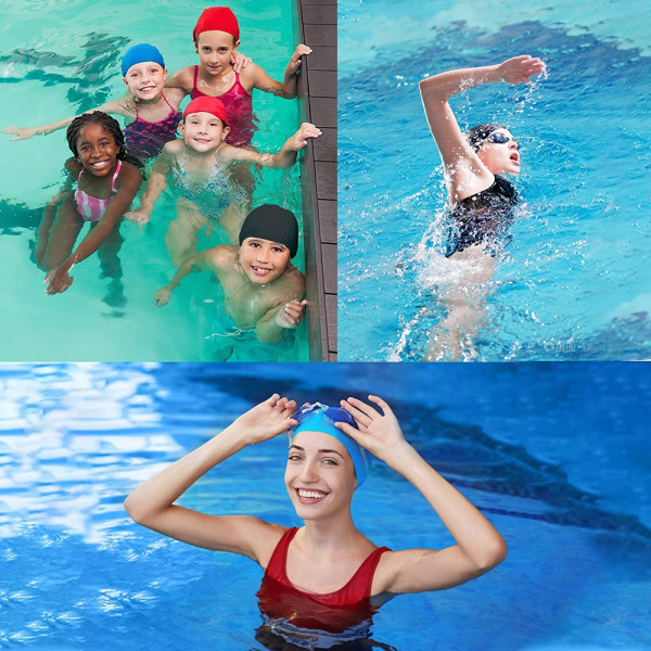 2-Pack svømmehette, badehette herre kvinner, Pure Color PU-belegg