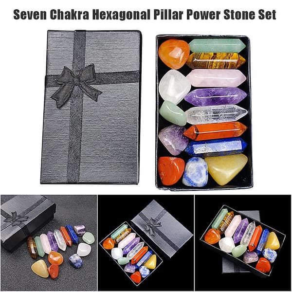 7-stensset Mors dag-present Meditationssten Yoga Amulett Med Presentask A