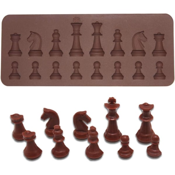 16 Cavity Silikon Sjokoladeform Godteriformer Sjakkform for
