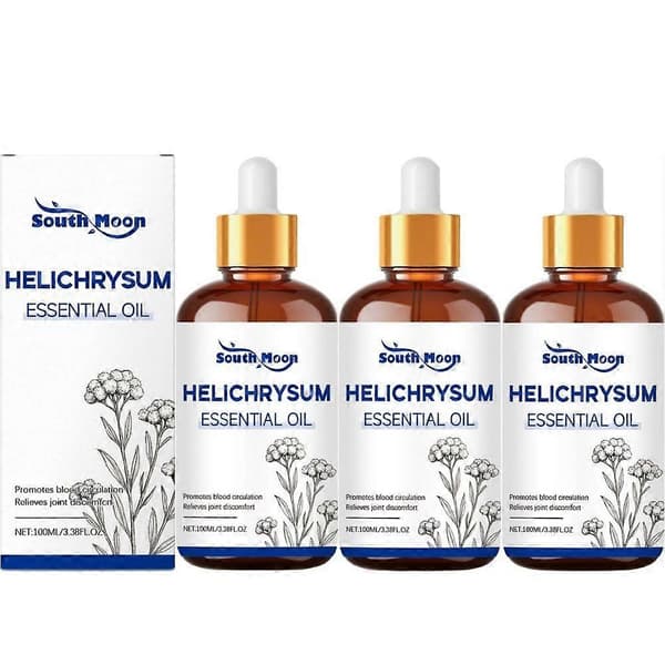 Eterisk olje av evighetsblomst, ren og naturlig for diffuser, aromaterapi, såpe- og stearinlysproduksjon (3 stk)