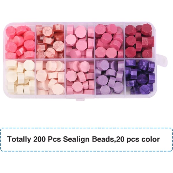 600 stk. forseglingsvoksperler pakket i plastikæske, 24 farver Octago