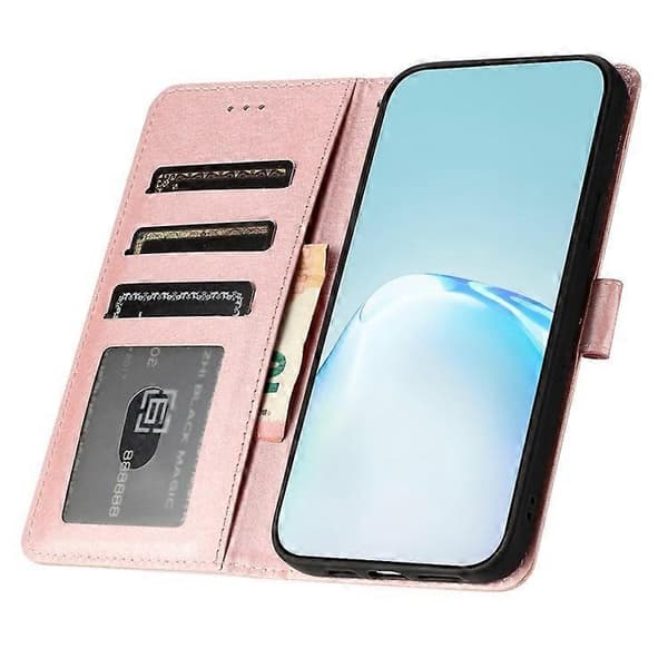 Kompatibel med iPhone 16e Plånboksfodral Läder Folio Telefonfodral Magnetlås RosaGuld