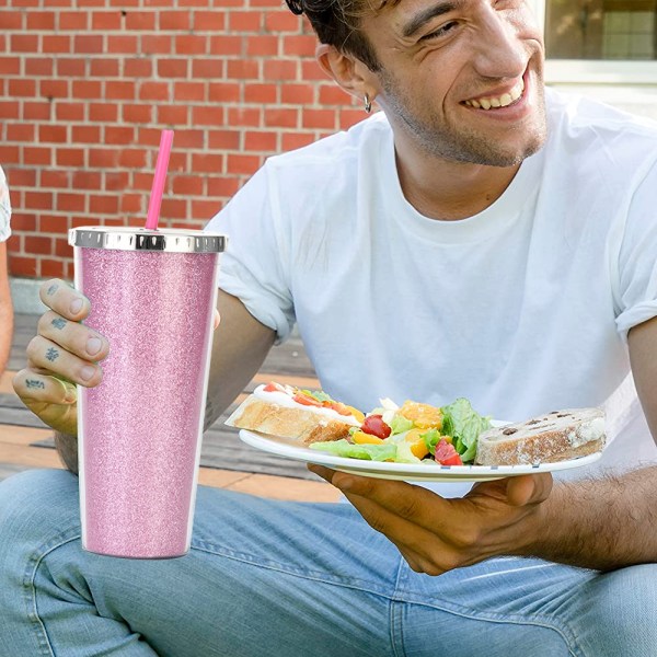 700 ml genanvendelig koldt vand kop plastik kop, dobbeltlags skinnende