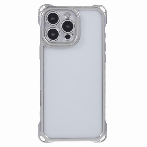 Til iPhone 16 Pro Max etui forstærket hjørnebeskyttelse TPU telefoncover sølv