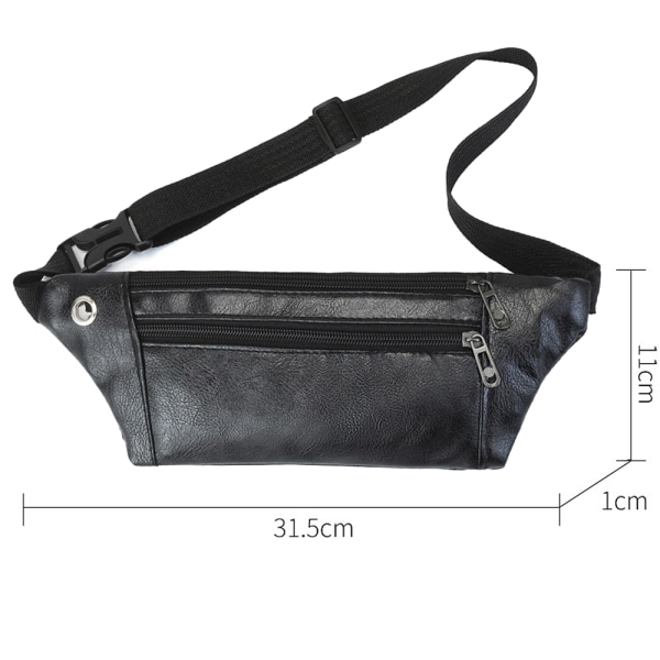 Fashion Retro Midjeväska PU Läder Messenger Bag Bröstväska
