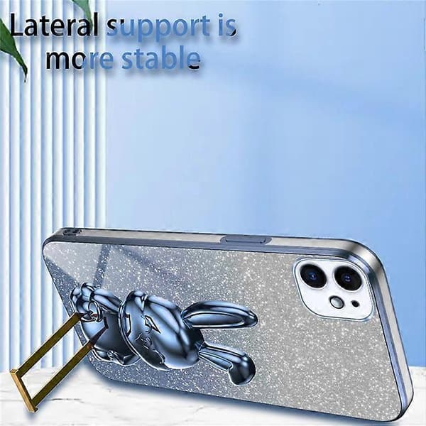 Kompatibel med iPhone 12 mini Glitterpulverfodral med utfällbart stativ Smarttelefonfodral A