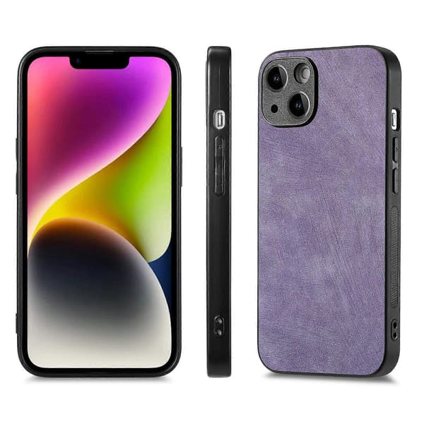 Til iPhone 14 Plus-deksel Støtsikkert slankt retro-skinntelefonbakdeksel