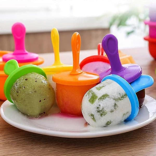 Silikone isform til børn 7 hule isforme + plastik ispindeform lille isboks (blå) A