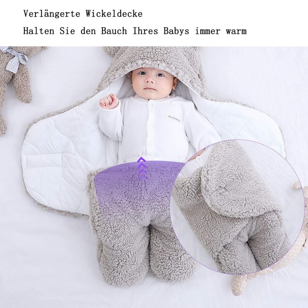 Baby hette teppe nyfødt sovepose wrap vinter varm fleece teppe med ben strikket barnevogn wrap småbarn