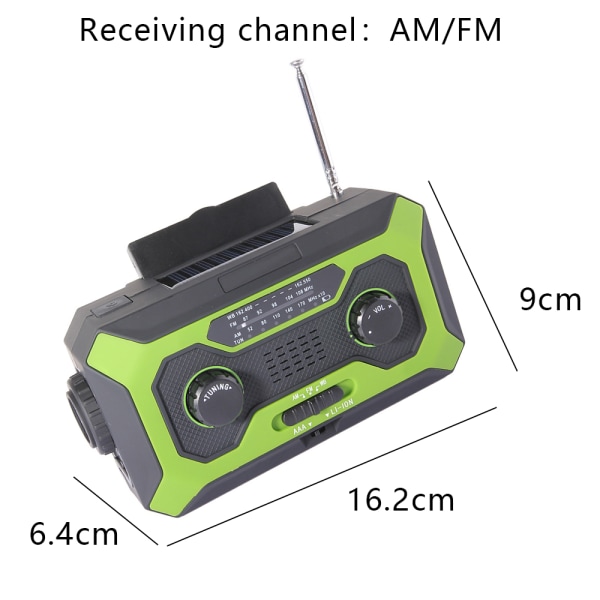 Nödväderradio, 2000mAh bärbar solhandvev