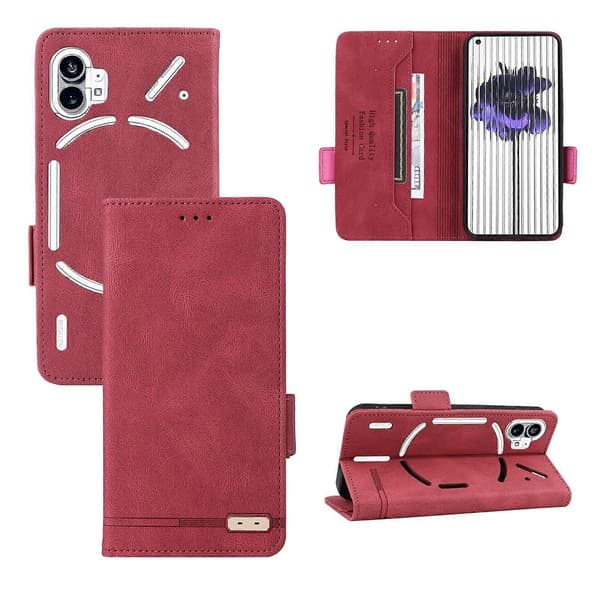 För Nothing Phone 1 Magnetlås Flip Läderfodral (Röd)