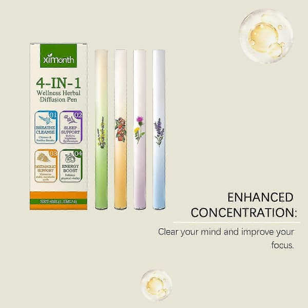 4-i-1 Naturlig Örtenergibar – Stöder Djup Sömn, Lungrengöring & Leverhälsa – 4-pack A