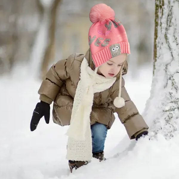 Vinter Kabelstrikket Pom Beanie Hat, Kids Hat