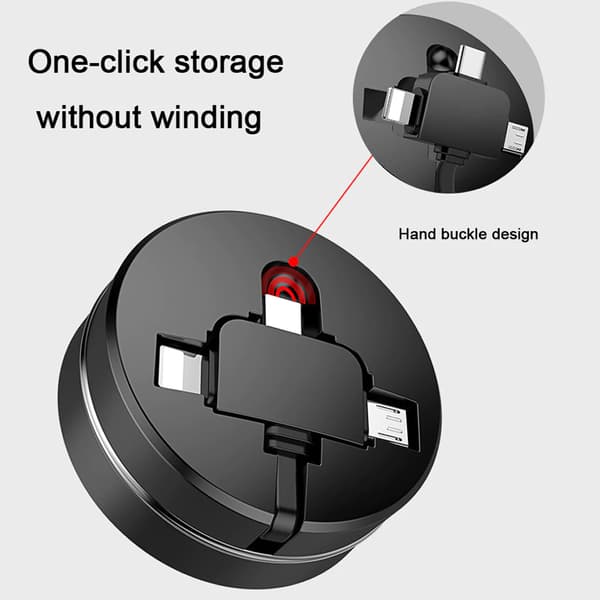 Multiladekabel, 3-i-1 uttrekkbar USB-kabel med mobiltelefonstativ, datakabel, hurtiglading