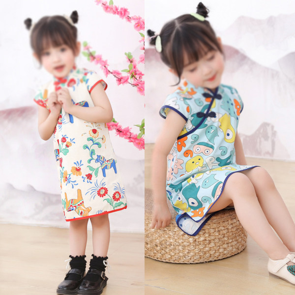 Flickor Qipao Cheongsam Klänning, Toddler Baby Girl Klänning Små barn