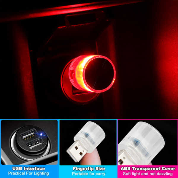 Mini inline liten nattlys LED bil USB stemningslys
