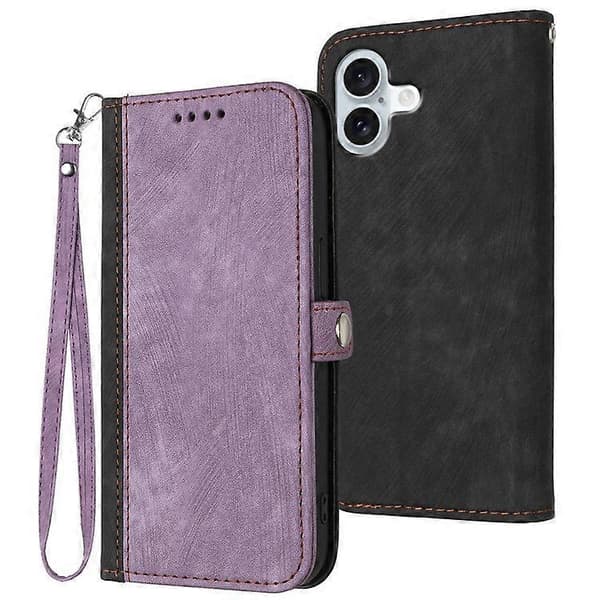 YX0020 Kompatibel med iPhone 16 Plus Fodral Skinnkänsla Textur Läder Plånboksfodral A