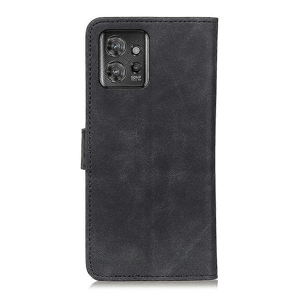 Til Motorola ThinkPhone 5G KHAZNEH Retro Tekstur Flip Læder Telefoncover Sort