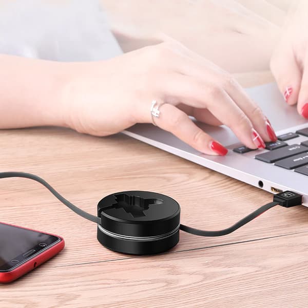 Multi Laddningskabel, 3 i 1 Infällbar USB-kabel med Mobiltelefonstativ Datakabel Snabbladdning