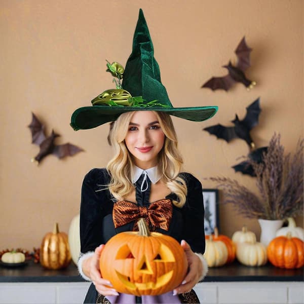Halloween Grønn Partyhatt for Heksekostyme og Cosplay-tilbehør A