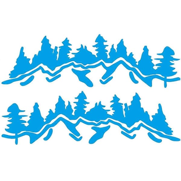 2 st/set D-924 Bergskogsmönster Bilmodifierad Dekorativ Dekal (Blå) A