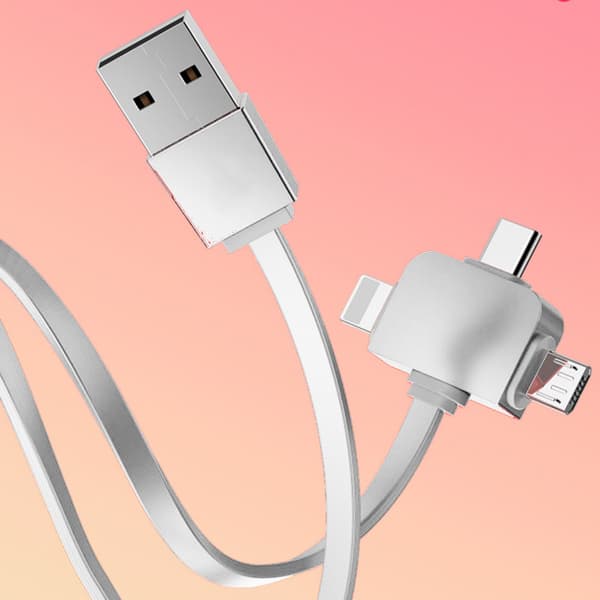 Multiladekabel, 3-i-1 uttrekkbar USB-kabel med mobiltelefonstativ, datakabel, hurtigladekabel IP, Micro USB, Type-C ladekabel
