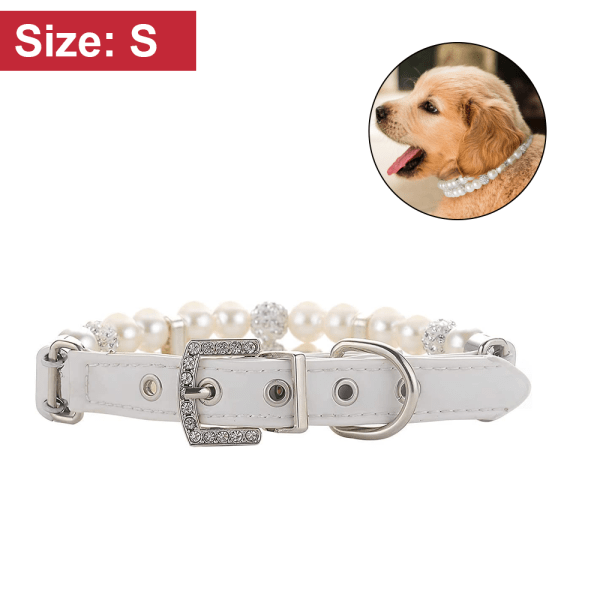 Hunde- og katteperlekraver med krystalrhinestone-diamantdécor,