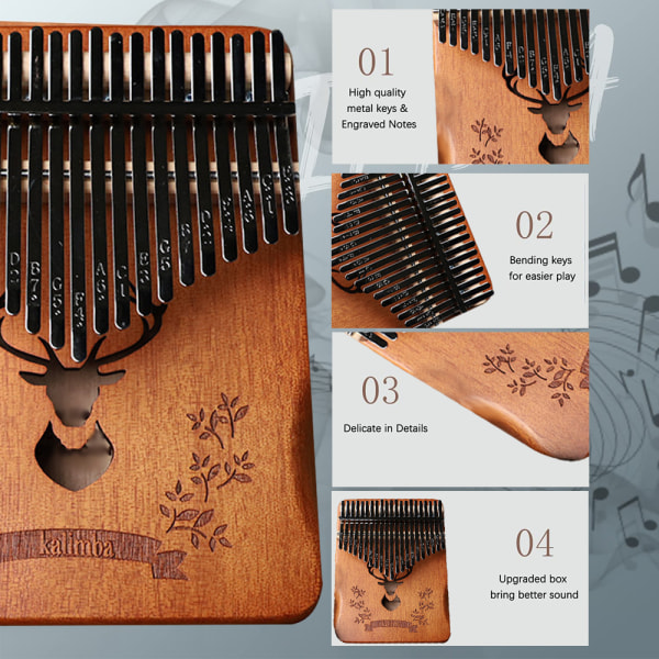 Kalimba tum piano, bärbar 21 tangenter Mbira finger piano med