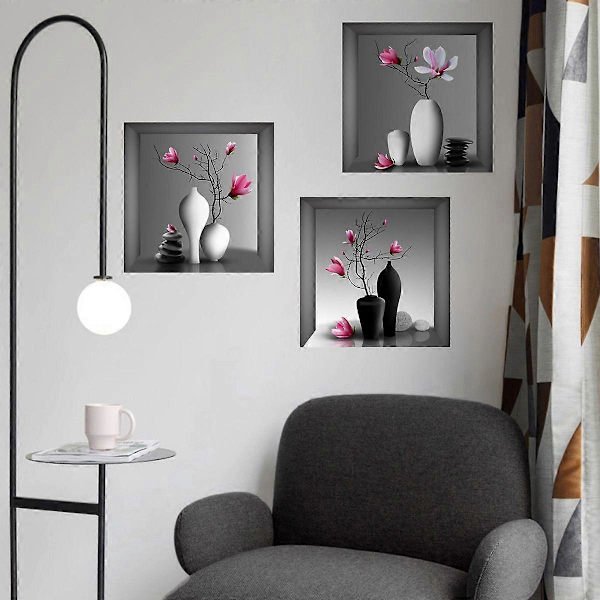 3D vas växt blomma väggdekal A