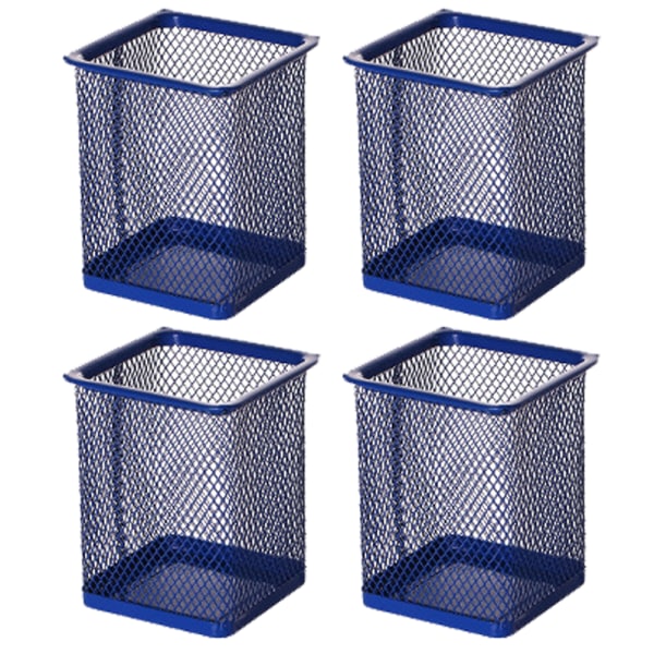 4ST Pennhållare Mesh Pennhållare Slitstark metall pennhållare square Blue