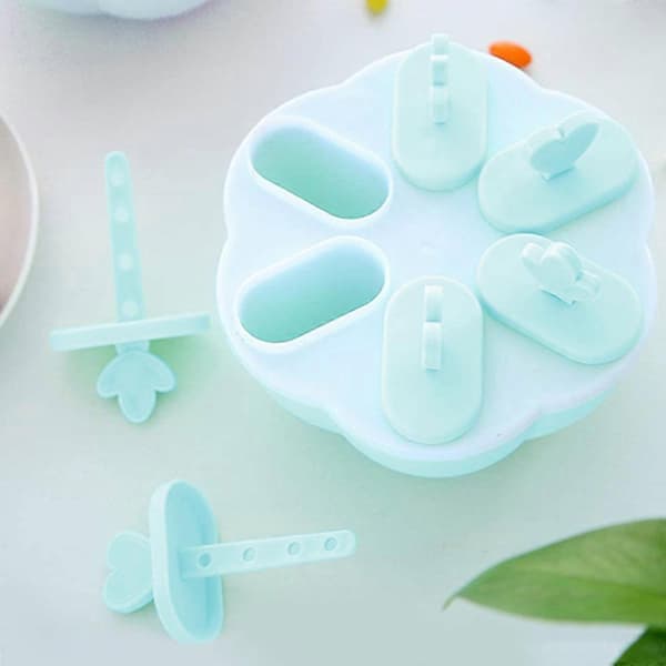 Kreative tegneserie ispindeforme Is af 6 ispindeforme med pinde, DIY genanvendelige sommerisforme ismaskinesæt A