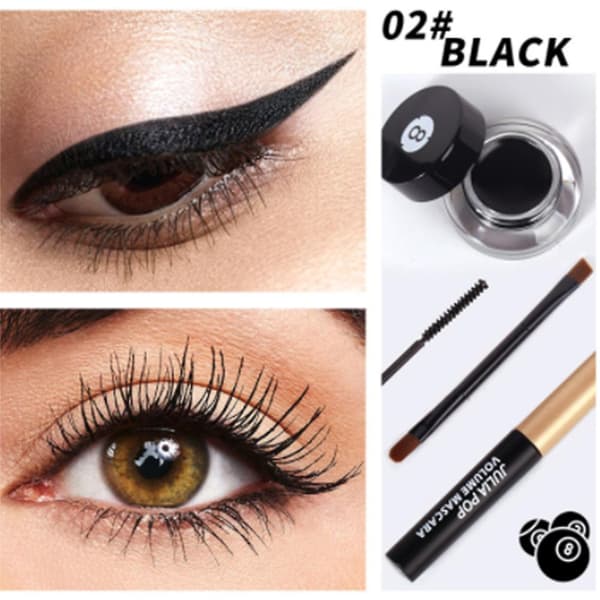 Mascara og Eyeliner Sett Vanntett Smudge-proof Øyesminkesett for Kvinner A