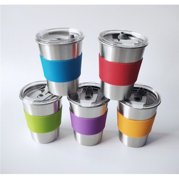 Vattenmuggar för Barn, Okrossbara 35 cl Rostfria Stål Tumblers, Läcksäkert Lock & Halkfria Ärmar, Perfekt för Familjesammankomster & Resor