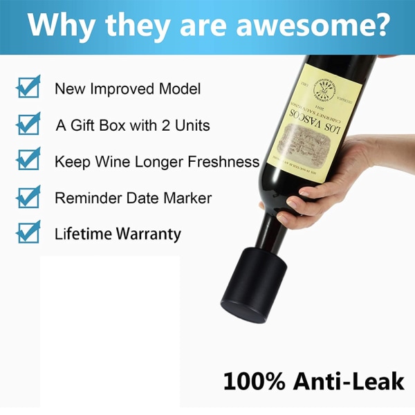 Vinstoppare, återanvändbara vinkorkar, flasktätning, vin