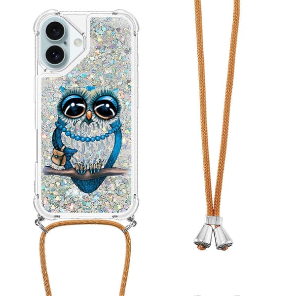 For iPhone 16 Plus TPU-deksel med snor, telefondeksel med kvikksandmønster