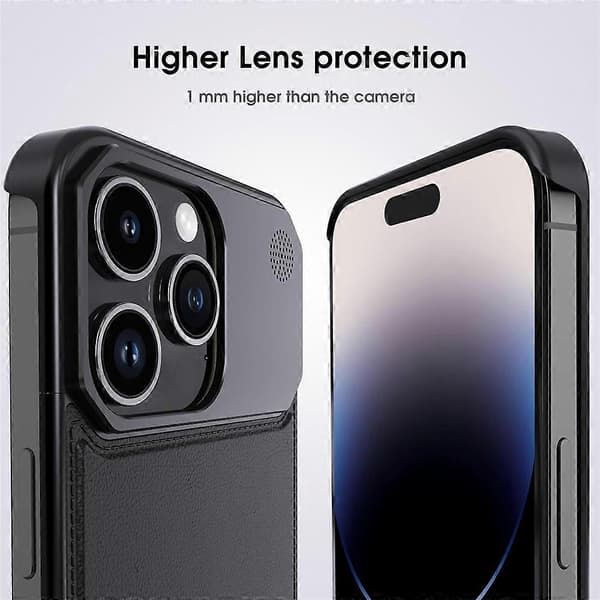 Kompatibel med iPhone 15 Pro Max magnetisk deksel aromaterapi aluminiumslegering skinn bakside telefondeksel A